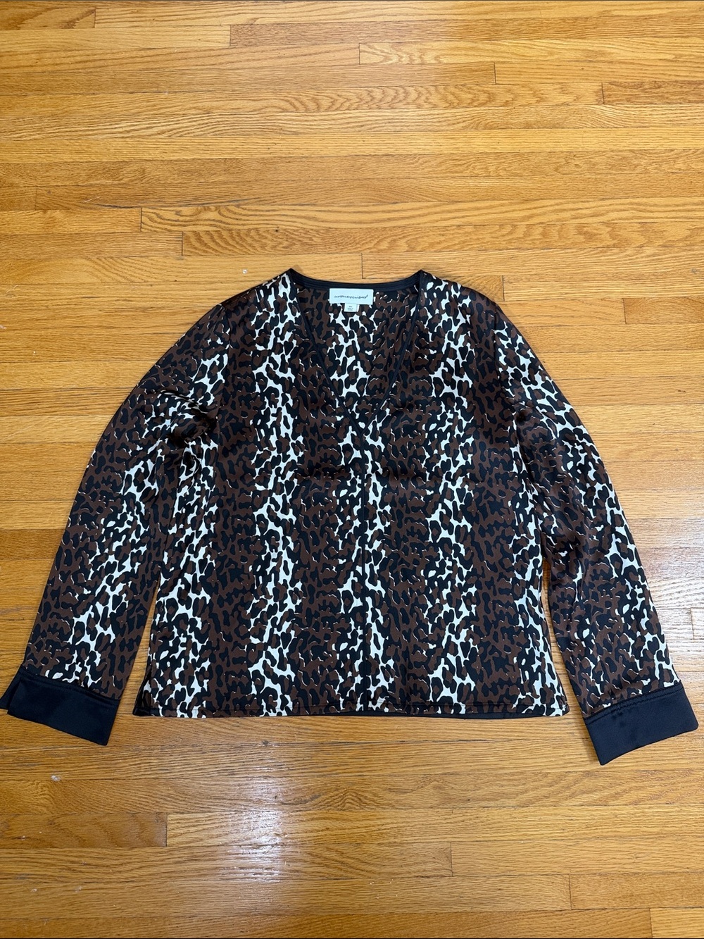 Animal Print V-Neck Silk Top